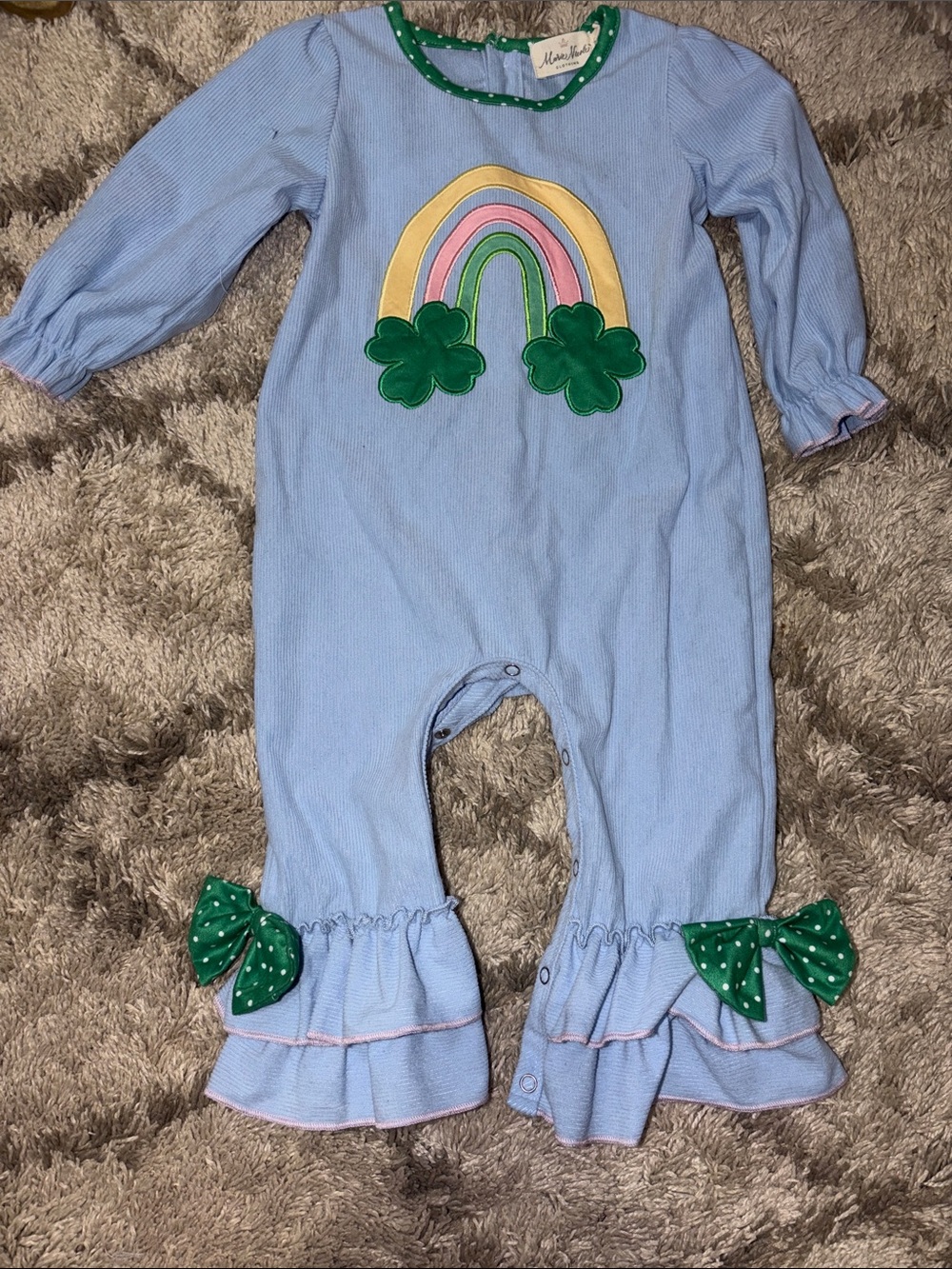 Blue Rainbow & Shamrock One-Piece Romper